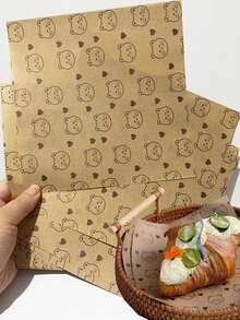 100/50/1pc Baking Paper, Printed With Cute Bear Pattern, Suitable For Air Fryer, Kitchen Use - Multicolor - View 1