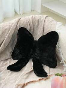 1pc Soft Cute Bowknot Decorative Pillow, Suitable For Bed, Sofa And Bedroom, Home Decor Essential, Birthday Gift, Christmas Decoration, Perfect Gift For Family And Friends At Wedding - Black - View 2