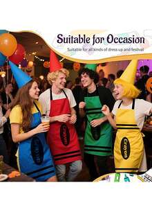 2PCS Colorful Crayon Apron And Funny Gnome Cone Hat Set, Suitable For Adult Costume Party, Halloween Party And Christmas Group Cosplay Outfit, Unisex World Book Day Costume - Multicolor - View 10