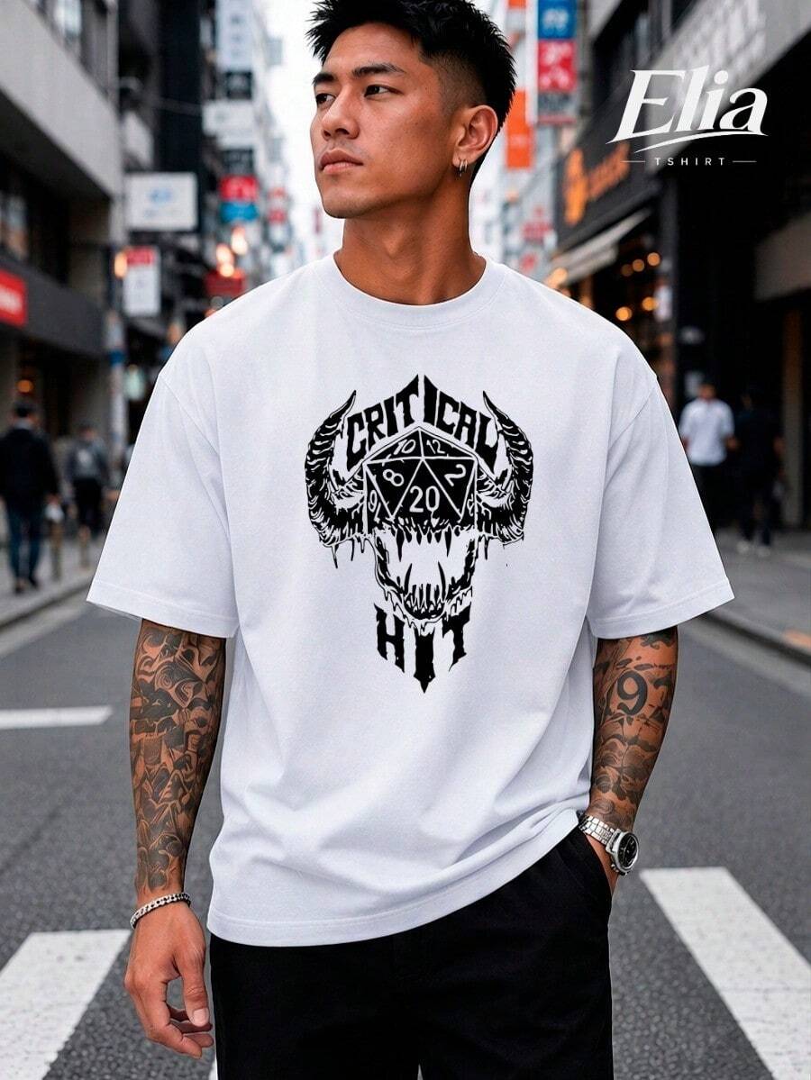 Camiseta Critical Hit RPG Streetwear Unissex 100% Algodão Básica Casual Gamer Nerd Top Premium Lançamento Envio Imediato Várias Cores P ao GG - Branco - Visão 1