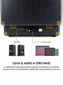 Akane Portable Bluetooth Vinyl Record Player With Stereo Speakers, 3-Speed Turntable - Black - View 7