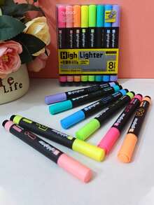 Pulpen Fluorescent 8 Warna "Kecerahan Tinggi" dengan Ujung Pahat Anti Luntur, Cocok untuk Siswa yang Menggarisbawahi Poin Penting dan Menggambar, Mencatat dan Membuat Sketsa, Alat Tulis Siswa, Perlengkapan Sekolah, Perlengkapan Scrapbook, Perlengkapan Jurnal, Hadiah Natal - stabilo 8 warna - View 6