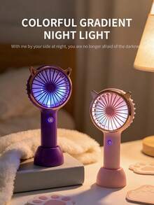 AOYI 1pc 500mAh Rechargeable Eyelash Curler With 3-Speed Adjustable, Long Press LED Light Base, Portable Mini Handheld Fan, USB Charging Cable Included - Multicolor - View 8