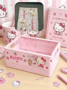 SANRIO Series Hello Kitty, My Melody, Kuromi, Cinnamoroll, Pom Pom Purin, Pochacc Series Foldable Desktop Storage Box, Multiple Styles Available, Portable, Leak-Proof, Also Suitable For Desktop Decoration, Foldable Desktop Display Stand, Suitable For Office, Camping - Multicolor - View 10