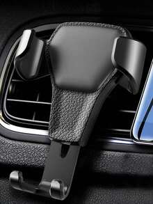 1pc Car Phone Holder Automatic Locking Gravity Car Map Navigation Bracket Air Vent Clip-On - Black - View 5