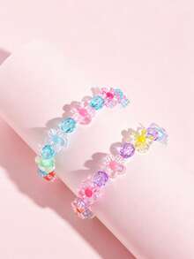 2pcs/Set Kids Cute Flower Charm Beaded Bracelet Set, Suitable For Daily Wear, Holiday Party Accessories - Multicolor - View 5