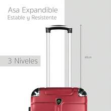 Equipaje Rígido ABS 20 Pulgadas Maleta de Cabina, Asa Telescópica 3 Niveles y Esquineros Antigolpes, Perfecta para Adultos en Viajes Aéreos y Salidas Escolares - Rojo - Ver 7
