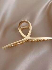 3pcs 11.3cm/4.47inch Women's Metal Exquisite Straight Crescent-Shaped Square Large Alloy Hair Claw Clips Fashion Versatile High-End Elegant Elegant Hair Accessories Suitable For Daily Wear, Outings, Washing Face, Bathing, Makeup, Matching Clothes, Hair Clips - Gold - View 5