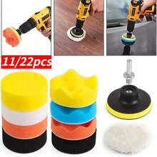 5/11/22pcs 3 Inch Polishing Sponge Pad Set, Car Polishing Disc, Car Polishing Waxing Sponge, Car Polishing Machine Drill Adapter, Cleaning Tool - 5-inch - View 2