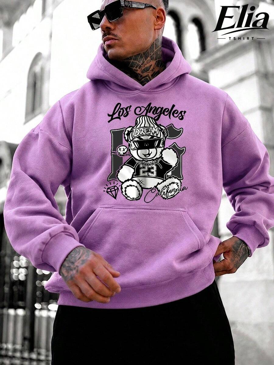 Blusa Moletom Streetwear Cultura Urbana Moda de Rua Hip Hop Skatista Blusa de Frio Unissex Masculino Feminino com Bolso e Capuz Algodão Lançamento Várias Cores!! - Lavanda - Visão 1