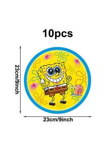 SpongeBob SquarePants Yellow Sponge Starfish Theme Party Tableware, Napkins, Plates, Paper Cups, Suitable For Holiday, Birthday Decoration, Party Decoration, Scene, Atmosphere, Gift - Multicolor - View 4