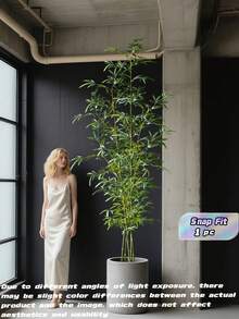 Árbol de Bambú Artificial de 195/240/270cm, Realista, de Gran Altura, con Hojas de Bambú de Plástico, para Decoración de Interiores, Exteriores, Hogar, Jardín, Fiestas y Oficinas - Verde - Ver 1