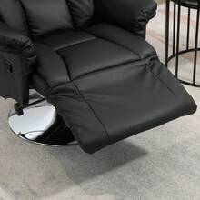 Sillón Reclinable para TV Ajustable Manualmente con Respaldo y Reposapiés Antideslizantes, Soporta hasta 150 kg, de Cuero Sintético Negro para Sentarse Cómodamente en el Hogar - 1 - Ver 4