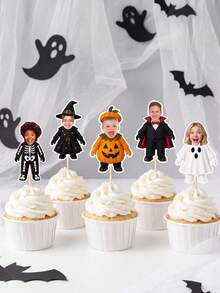 1/10/25/50/100/150pcs Personalized Halloween Photo Cupcake Toppers, Custom Face Photo Design, Easy To Insert Into Cakes, Suitable For Birthdays, DIY Party Lovers, Event Planning, Cake Decoration Dessert Garnish Party Supplies - Multicolor 2 - View 4