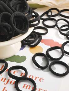 200/100/100/20pcs Black Thick Seamless High Elasticity Non-Slip No-Mark Hair Ties, Strong Stretch Hair Bands For Thick Hair, Women's Hair Accessories For Daily Work, Sports, Fitness, Yoga, Running, Nylon Hair Rope Set - Black - View 3