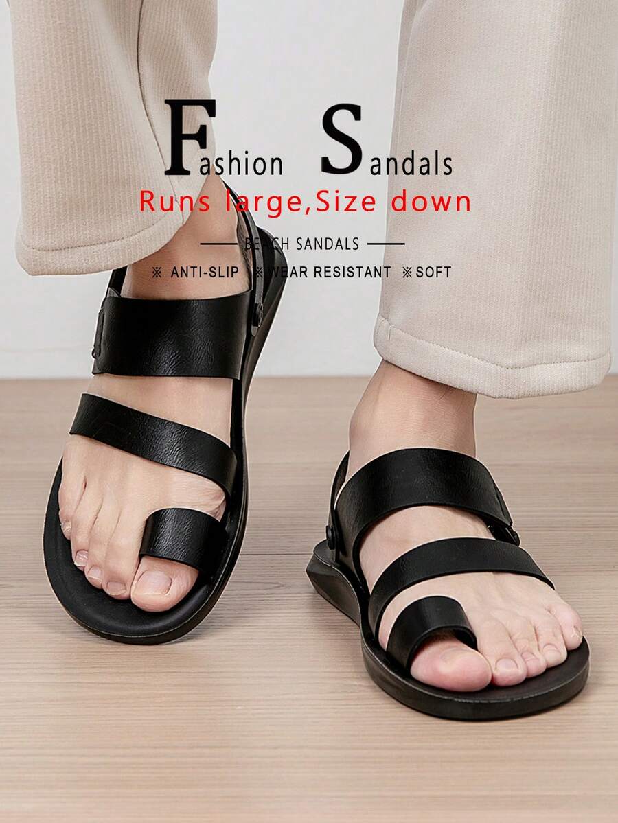New Men's Toe-Post Cross Strap Design Solid Color Versatile Flip-Flops Outdoor Essential Fashion Men's Slippers