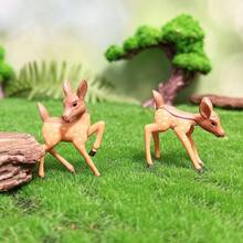 4pcs Cute Mini Deer Figurines, Resin Animal DIY Decor, Miniature Landscape Accessories, Suitable For Mini Flower Pots, Rock Gardens, Glass Jars, Indoor/Outdoor Gardens, Yards, Lawns And Home Desktop Decor - A - View 4