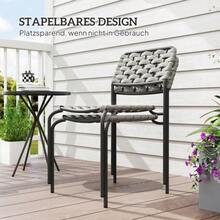 Conjunto de muebles de jardín de polirratán, mobiliario de salón de exterior para balcón para 2 personas, grupo de asientos de 3 piezas con 2 sillas apilables, mesa, salón de jardín resistente a la intemperie para jardín, terraza, balcón, gris - Gris - Ver 5