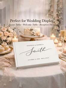 Custom Linen Wedding Guest Book, Personalized Hardcover Photo Album, Wedding Keepsake & Anniversary Photo Album, Unique Anniversary Gift, Guest Book - Multicolor - View 25
