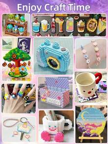 24/48/72/96 Colors Fuse Beads Handmade Kit, Includes Square Pegboard, Multi-Layer Storage Box, Ironing Paper, Keychains, Decorative Accessories And Hanging Rope, DIY Bead Art Handmade Kit, Suitable For Holiday, Celebration, Birthday And Valentine's Day Gifts - DIY Perler Bead Kit - View 7
