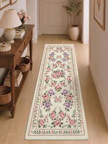 DAJIANG 1pc Floral Shaped Vintage Rug, Kitchen Rug, Hallway Rug, Suitable For Bathroom, Kitchen, Outdoor, Indoor, Hallway, Bedroom, Living Room, Bedside Mat, Machine Washable Easy To Clean, Non-Slip Entryway Mat, Bedroom Bathroom Decorative Rug - Multicolor - View 6