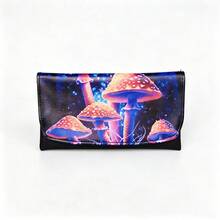 1PC Dark Dream Mushroom Storage Bag, PU Leather With Compartments, Portable, 5 Color Options, Neon Glowing Mushroom, Multi-Slot With Zipper, Portable Smoking Accessories Organizer - 1PC - View 13