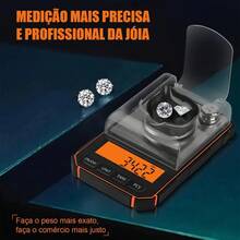 KIT com 4 Mini Balanças Digitais de Alta Precisão Profissional, Medição Exata de 0,001g a 50g, Equipamento Compacto e Versátil para Cozinha, Padaria e Laboratório, sem bateria - cor laranja - Visão 3