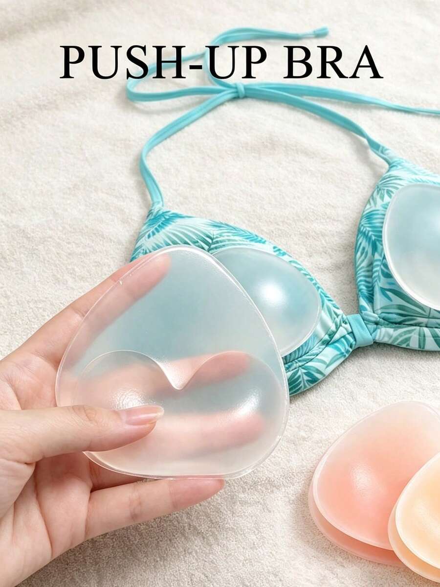 1 Paar wasserdichte unsichtbare Silikon-Push-Up-Brustpads, Sommer-Bikini-Badeanzug-Einlagen, Reise- und Urlaubsessentials, mit Silikon-Brustwarzenabdeckungen
