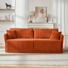 Sofá de Tela Moderno y Minimalista con Función Convertible Multifuncional - Cómodo Sofá Cama para Salas de Estar, Oficinas y Estudios, Sofá Doble Plegable para Apartamentos Pequeños - Naranja + Tapizado + Tapizado + 2 asientos - Ver 5