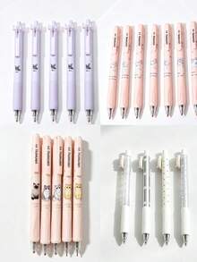 Polka Dot Clickable Neutral Ink Pens, Minimalist Office Writing Black Pens, 4-Piece Box Set - A - View 5