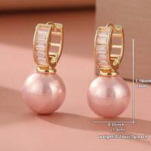 Gmzalx Fashionable Women's Faux Pearl Pendant Earrings, Bridal Jewelry For Wedding, Perfect Gift For Holiday Party - Two-color - View 2