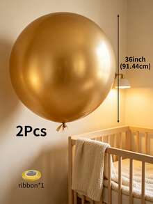 36 Inch Giant Metallic Gold Round Latex Balloons, 35g Large Metallic Gold Balloons For Birthday Wedding Anniversary Gender Reveal Graduation Babyshower Bachelorette Christmas Holiday Party Photo Backdrop Decorations - Gold - View 10