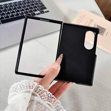 Casing Ponsel Kulit PU Kotak-kotak Minimalis Premium Berlapis Elektroplating Kompatibel dengan Galaxy Z Fold 8 Fold 8 Ultra 7 6 5 4 Casing Pelindung Bisnis Anti-Jatuh Lengkap Tersedia Pengisian Daya Nirkabel - Hitam - View 5
