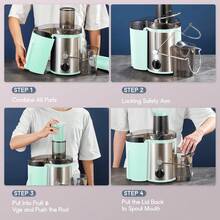 QCen Powerful Centrifugal Juicer, 500W, With Wide Mouth 3" Feed Chute For Fruits & Vegetables – Easy To Clean, Stainless Steel, Red, Ideal For Everyday Juicing And Fast Morning Drinks - 青碧色 - 查看 5