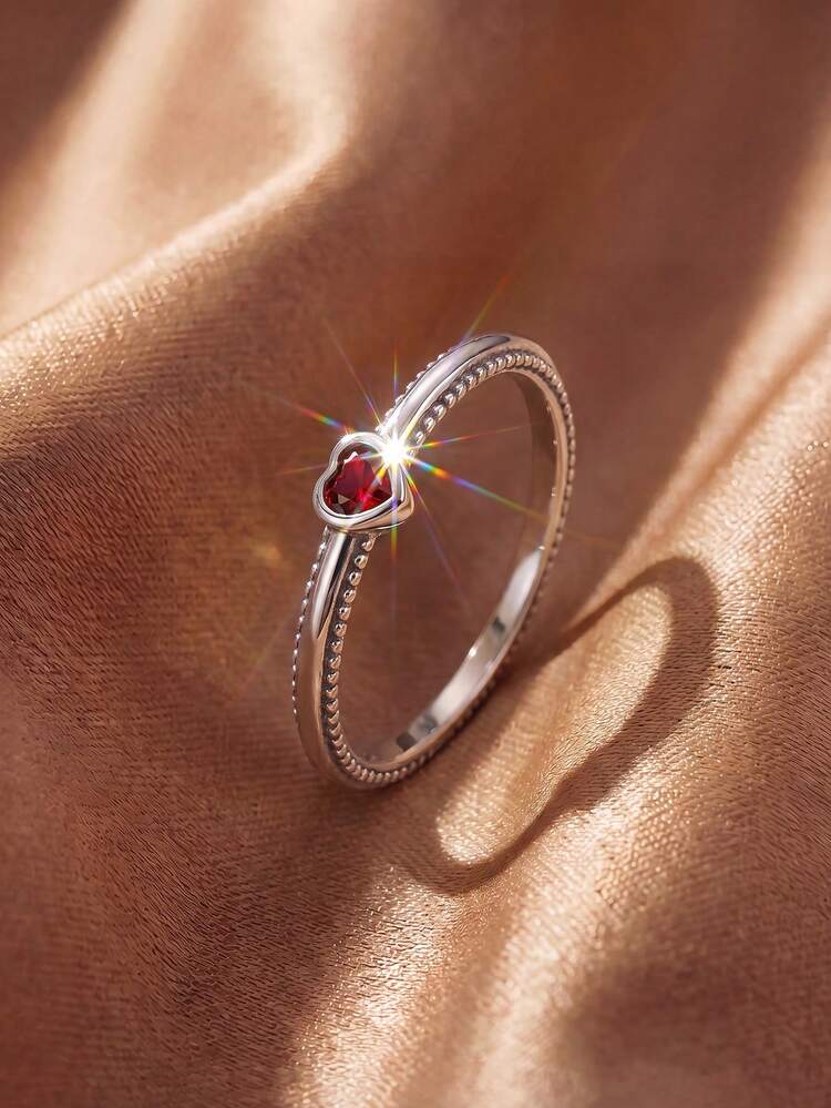 1pc S925 Sterling Silver Rivet Heart Ring, Eternal Ring, Delicate Jewelry Gift, Daily Accessory, Engagement/Wedding Gift - Style 6 - View 4