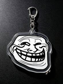 Vintage Black White Troll Face Meme Keyring,Humorous Funny Expression Acrylic Keychain,Cute Backpack Decor,Birthday Holiday Gift For Men Women - Multicolor - View 1