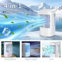 4-in-1 Mini-Luftkühler mit 7-Farben-Nachtlicht & USB-C – Verdunstungskühler, Ventilator & Befeuchter, Leiser Tischkühler für Schlafzimmer, Schreibtisch & Büro - Kein Nebel - Übersicht 2