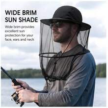 Outdoor Anti-Insect Quick-Dry Bucket Hat, Wide Brim UV Protection Mosquito Repellent Fishing Hat, Foldable Sweat-Absorbent Sun Hat, Suitable For Outdoor Fishing And Jungle Camping - A - View 1