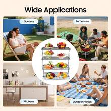 Luminpool 4 Tier Collapsible Cooling Rack, Outdoor Camping Picnic Shelf, Wire Cooling Rack For Baking, Cookies, Cake, Roasting, Grilling - View 10