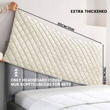 1pc Solid Color Bed Headboard Cover, High Elasticity Dust-Proof Protection Bed Headboard Cover, Skin-Friendly Soft, Suitable For Single And Double Beds, Thickened Linen Bed Headboard Cover - Beige - View 19