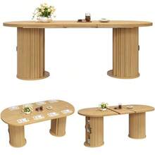 Extendable Dining Table, Versatile Kitchen Table With Metal Handles, Space-Saving For Small Spaces, Multifunctional Table, Hidden Storage, Dark Brown, 149.8-189.7 Cm - 自然的 - 查看 1