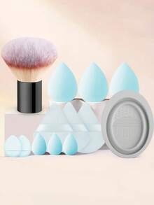 ronshadow 13pcs Makeup Tool Set, Soft Bristle Large Powder Brush With Multi-Size Makeup Sponges, Triangle Powder Puff And Silicone Brush Cleaning Bowl, Powder Brush For Loose Powder And Setting, Makeup Sponge And Puff For Foundation Application - Multicolor - View 14