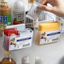 1個冰箱桌面收納盒 半透明冰箱調料包收納盒 可掛式配件與其他物品保鮮收納盒 - 無色 - 查看 5