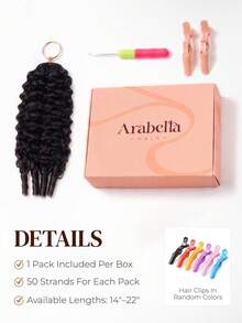 ARABELLA Curly Crochet Hair Extensions, Natural Color, 100% Human Hair, Knotless Feather Hair Extensions, 14-24 Inches, Handmade Pre-Looped Crochet, Pre-Bundled Invisible Miracle Knot Hair Extensions, Lightweight And Reusable - SNatural - View 11