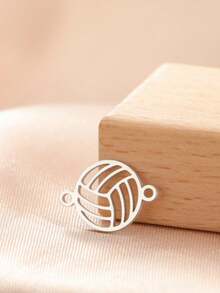 TEAMER 3pcs/Pack Minimalist Hollow Volleyball, Basketball, Baseball, Racket Pendant Fashion Sports Ball Element Handmade DIY Accessories For Bracelet, Necklace, Earrings, Keychain, Bag Charm - Ball Series - View 5