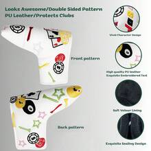 Fun Poker Embroidered Straight Putter Cover, Black And White Dual Color Options, Cool Style, Golf Accessory - White - View 3