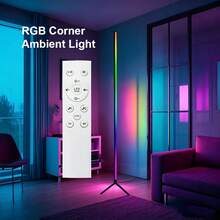 1pc Scandinavian Style RGB IC Corner Floor Lamp With Color-Changing LED, Smart App Control Music Sync, Timer, Infrared Remote, DIY Color And Dimmable Function, USB Powered, Suitable For Living Room, Bedroom, Game Room, Party - Multicolor - View 13