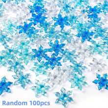 100pcs Winter Acrylic Snowflake Vase Fillers 3D Blue Translucent | Christmas Pendant Beads, DIY Vase Filler Crafts, Christmas Party Tabletop Scatter Decor, Party Wedding Craft Decoration - 100 Pcs - View 9