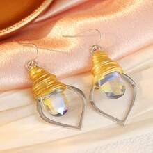 Women's Colorblock Long Earrings, Suitable For Daily Commute, Date, Party Wear, Versatile Luxury Dreamy Ear Jewelry - Silver - View 4