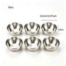 8pcs/6pcs/5pcs/1pc Stainless Steel Dipping Sauce Dish Set, Multi-Functional Round Tray With Small Bowls, Suitable For Sushi, Hot Pot, BBQ, Fried Chicken, Butter And Jam, Elegant Tableware For Dinner And Breakfast Butter Dish, Kitchen Gadget, Kitchen Essential, Suitable For Kitchen And Party Use. Christmas, Halloween, Thanksgiving Gift. - View 11